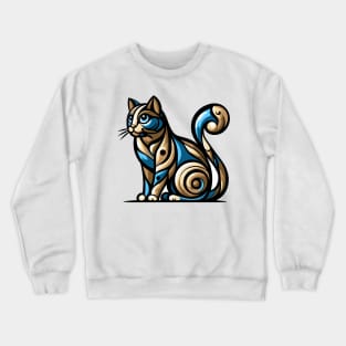 Pop art cat illustration. cubism cat illustration Crewneck Sweatshirt